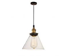 Xindaxin® - Lámpara colgante industrial E27 con soporte retro, lámpara de techo vintage LED de cristal colgante de metal bronce para Loft Office decorativa