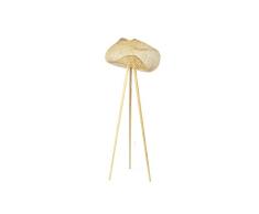 HELELE Bamboo Rattan Lámpara de Pie Moderna para Dormitorio Estudio Salón con E27 Pulsador de Pie con Wooden Tripod 143cm(No Light Source)