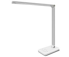 Lámpara Escritorio LED, 5 * 10 Modos de Brillo con 52SMD dimmer Protege a ojos luz de Mesa USB Recargable 2000mAh Plegable Flexo de Escritorio sin cable Control táctil, Temporizador y Memoria Función