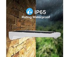 Apliques de Pared Lámparas Solares Farolas Jardín Ultra Brillante 34 LEDs 450 Lúmenes Focos LED Exterior Impermeable IP65 con 4 Modos de Iluminación y Sensor de Movimiento para Jardín Patio Camino Escaleras Balcón Porche