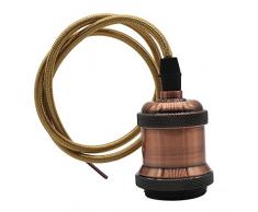 Lámpara led estilo retro, E27, 85 – 265 V, aluminio, color negro, portalámparas, lámpara de techo con adaptador