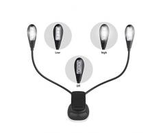 SUAVER luz flexible Clip,8LED Flexible Luz de Lectura LED Doble Brazo Lámpara,Lámpara para Atril de Música con la carga del USB para leer,trabajar
