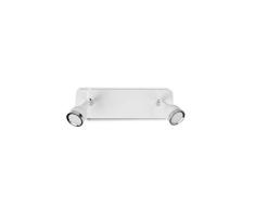 Lámpara de pared LIX con dos focos LED, focos ajustables y giratorios para interiores, luz blanca cálida, 5W x 2 y 900 lúmenes, 3000K, regleta rectangular, acabado lacado blanco combinado con cromo