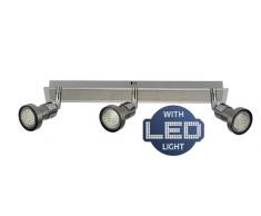 Naeve Leuchten 1133342 Bregar - Aplique de pared y de techo (metal y cromo, incluye 3 bombillas LED, GU10, 2,7 W, 40 x 15 x 6 cm)
