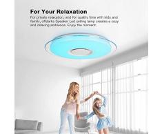 OFFDARKS - Plafóns LED Lámparas de Techo con Altavoz Bluetooth, APP Mando a Distanci + brillo ajustable + color change (A - 36W ⌀450MM Redondo)