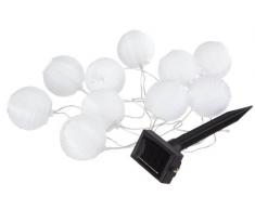 Best Season 477-13 White Ball - Cadena de luces LED para exteriores con alimentación solar (10 bombillas, 2,7 m), diseño de bolas blancas