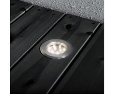 Konstsmide 7654-000 - Mini focos de suelo (3 unidades, 7 x 7 x 3,5 cm, IP44, acero inoxidable y cristal)
