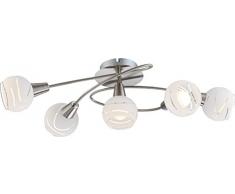 Lámpara de techo níquel mate, satinado con diseño transparente, sin LM, dimensiones: 624 x 371 x 211, incluidas 5 x E14 40 W 230 V