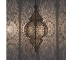 Marrakesch Hayat LN2030 - Lámpara de techo oriental con casquillo E27, aspecto de oro antiguo, para efectos de luz como la de 1001 noches, artesanía de Marruecos