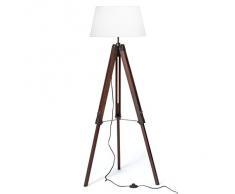 Diseño lámpara de pie trípode con pantalla de tela, Madera Telekop trípode de madera, 1 x E27 máximo 60 W, H 145 cm, diámetro de 45 cm, de metal/madera
