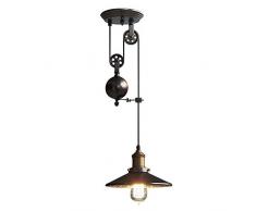NIUYAO Lámparas de araña Metal Candelabro Iluminación de techo Ajustable Industrial Retro 1 Luz-Negro