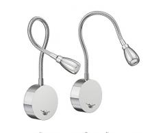 Parlat LED lámpara de Lectura/lámpara de Pared Han, Cuello de Cisne, crómico, Interruptor, Blanca, 2 UDS