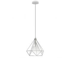 Lámpara Colgante Retro Vintage, Estilo Industrial Φ20cm Lámpara de Techo Colgante Iluminación Forma de Diamante, Blanco
