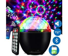 ENONEO Luces Discoteca 16 Colores Bola Discoteca con Cable USB LED Giratoria Luz de Fiesta Bola Fiesta Escenario con Bluetooth Control Remoto para Cumpleaños Discoteca Fiesta Bar Navidad Bodas (Black)