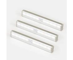 EVERGD - Juego de 3 luces LED inalámbricas para debajo del armario, funciona con pilas con tira magnética para iluminación nocturna para armario de cocina