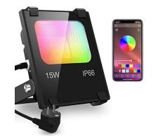 iLC Foco LED RGB de Colores 15W Inteligente Controlado por la Aplicación de Teléfono Foco Proyector Exteriores - IP66 Impermeable - Multicolor16 millones 20 Modos - sincronización de música