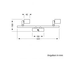 ledscom.de Foco de Techo LUNARA, a Dos Bombillas, GU10, crómico, Mate