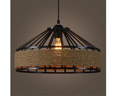 Luz de techo, Retro Hierro Industrial Vintage Loft luz de techo lámpara colgante lámpara E27, Φ40cm*H25cm Negro