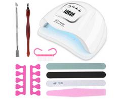 150W LED UV lámpara de uñas, Secador de uñas AsperX Kit de luz de esmalte de uñas de gel Detección automática inteligente con temporizador 10/30/60 / 99s