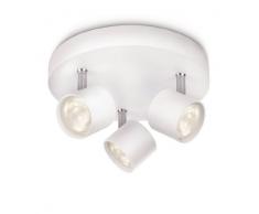Philips myLiving Star - Barra de focos, 3 luces, iluminación interior para salón o habitación, LED integrado, aluminio