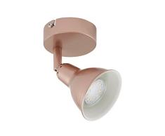 Lámpara de pared LED Briloner, foco giratorio y orientable, estilo vintage/retro, para techo o pared, color cobre, GU10, 3 W, 8 x 8 x 13,5 cm