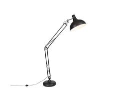 QAZQA Lámpara de pie industrial negra 185 cm ajustable - Hobby Acero Redonda Adecuado para LED Max. 1 x 60 Watt