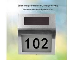 Jeffergarden Luces solares Originales Exterior de Acero Inoxidable LED Iluminado con energía Solar Número de Puerta de la casa Luz montada en la Pared para el Camino Patio de la Puerta Delante