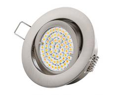 Foco Led GU10 3 W luz blanca cálida de bayoneta de acero inoxidable marco empotrable para focos, 6 pcs Elegante lámpara