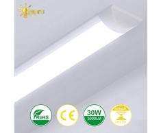 90cm Tubo Fluorescente LED, bapro 30W Luminaria de Taller 3000LM Lampara Cocina 6000K Blanco Frío Pantalla Led para Armarios, Cabinetes, Cocina y Oficina [Eficiencia Energética A++]