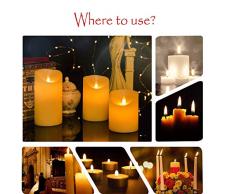 Vela LED de Daby, 3 Velas decorativas Vela sin llama de 300 horas y control remoto de 10 botones. Llama LED parpadeante, hecha de parafina real.