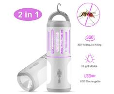 AODOOR Lámpara Antimosquitos, Mosquito Killer, Portátil 2 en 1 Asesino de Mosquitos, Mata Mosquitos Electrico con Lámpara De Camping y Linterna, Impermeable UV Mosquitera Eléctrica