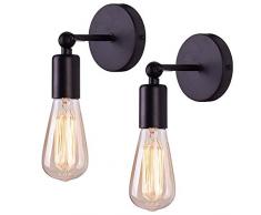 2 piezas Vintage Apliques de Pared Metal Retro Lampara Industrial de Pared E27 para Cocina, Desván, Restaurante, Cafe, Club Decoración