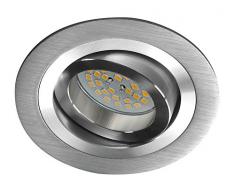 CristalRecord Helium - Kit de foco empotrable, redondo, aluminio, portalámparas y bombilla, GU10, 8 W, luz neutra, 4200° K