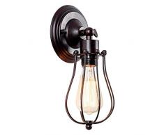 Apliques de pared industrial Lámpara vintage de iluminación ajustable Lámpara de alambre rústico Jaula de metal Aceite de pared frotada Luz de sombra estilo Edison (sin bombilla) (color óxido)