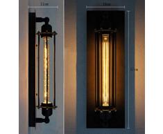 FLTRADE Lámparas de pared vintage retro Cafés pared Candelabro Tube de jaula Loft iluminación Blanco Cálido (8W LED)