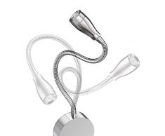 parlat LED lámpara de Lectura/lámpara de Pared Han, Cuello de Cisne, crómico, Interruptor, Enchufe, Blanca, 2 UDS