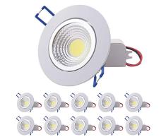 Pocketman 10 Pack COB luz de techo, 7W Dimmable Led Downlight empotrado, 6300-7000K 220V Kit de proyector con LED Driver 60degrees, blanco frío