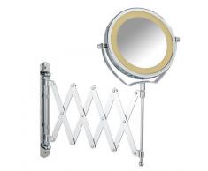 Wenko Brolo 3656380100 - Espejo con brazo de pared extensible y luz LED (diámetro 15 cm)