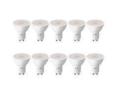LE Bombilla LED GU10, 5W 450 lúmen, 2700K blanco cálido Lámpara LED GU10, Ahorro de energía reemplaza las bombillas halógenas de 50W, bombillas GU10 de ángulo de haz de 100°, Paquete de 10