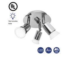 Konesky Kit de Iluminación de Riel, 3 Vías Rotativo GU10 Luz de Techo LED Barra de Luces Modernas Luz de Pared para Cocina, Sala de Estar, Dormitorio (Round)