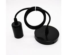 Retro Vintage E27 85 - 265 V LED Lighting Edison Negro Aluminio portalámparas techo Capacidad plafón adaptador (Pearl Black)