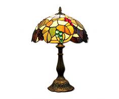 Hobaca® 12 pulgadas vitrales Utensilios de noche Tiffany mesita de noche E27 para la sala de estar Retro Vintage Art Deco lámpara de diseño
