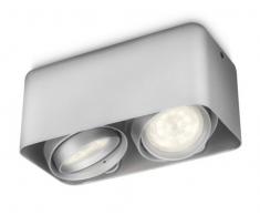 Philips myLiving Afzelia - Foco de techo, LED, 2 luces, iluminación interior, luz blanca cálida, 15000 h, 2700 K, color gris
