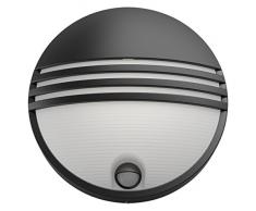 Philips myGarden Yarrow - Aplique de pared con sensor de movimiento, iluminación exterior, 1 x 6 W, resina, blanco cálido, color negro
