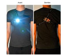 Sistema de iluminación personal para hacer deporte de noche, la luz LED se recarga, tiene una luz en el pecho, tres modos de iluminación, ideal para correr, hacer jogging, andar de noche o en las tardes de invierno
