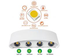HYDONG LED Apliques de pared Modernos 8W Blanco Lámpara de pared Interior Exterior Impermeable Bañadores de Pared Aluminio Luz para Salón Dormitorio Baño Pasillo (Blanco Cálido)