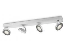 Philips myLiving Clockwork - Barra de focos, LED, 4 luces, iluminación interior, 2700 K, 50 W, aluminio, color gris