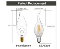 Bulbright 6 Unidades 6W C35 LED Bombilla de Filamento, Candelabro Retro Bombilla, Estilo de Edison，220-240V, E14, Luz Blanca Cálida 2700K, 6W LED Bombilla Sustituye a 60W bombilla incandescente (6.1)