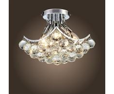 Saint Mossi Modern K9 Crystal Gota de lluvia Iluminación Lámpara empotrada LED Lámpara de techo Lámpara colgante para comedor Baño Dormitorio Altura del salón 22.9 cm x Ancho 22.9 cm