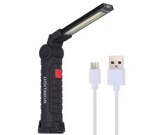 VGROUND Linterna de Trabajo COB LED Recargable, Lámpara de Inspección Portátil y Plegable con 5 Modos, 800 Lúmenes, Rotación de 360° y Base Magnética para Casa Auto Emergencia Reparacion (24.7x4.7cm)